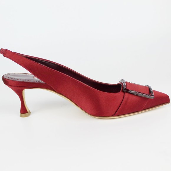 NEW MANOLO BLAHNIK Satin Slingback Pumps - Picture 7 of 12